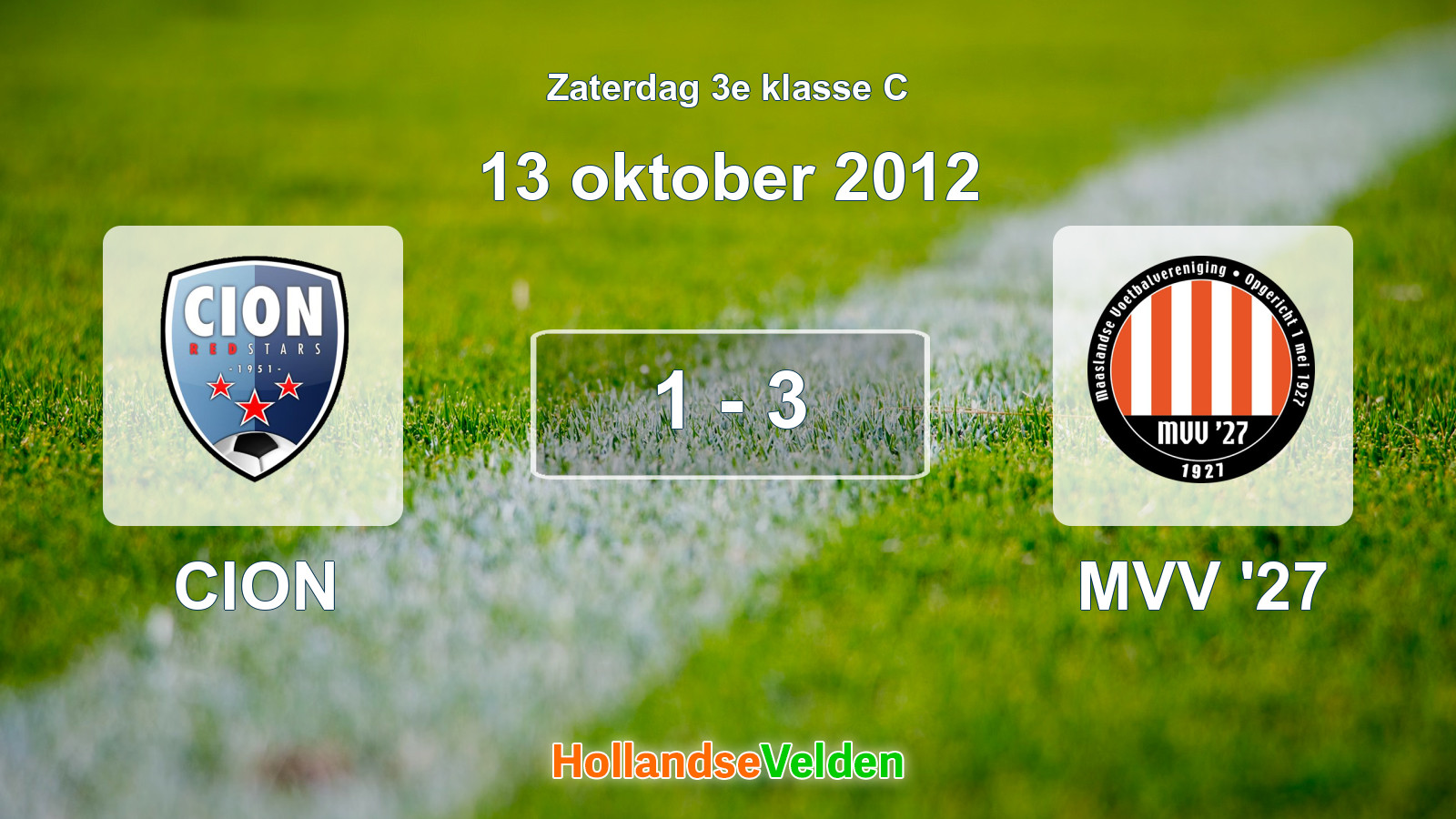 Gespeelde wedstrijd: CION - MVV '27 1 - 3 (13 oktober 2012)