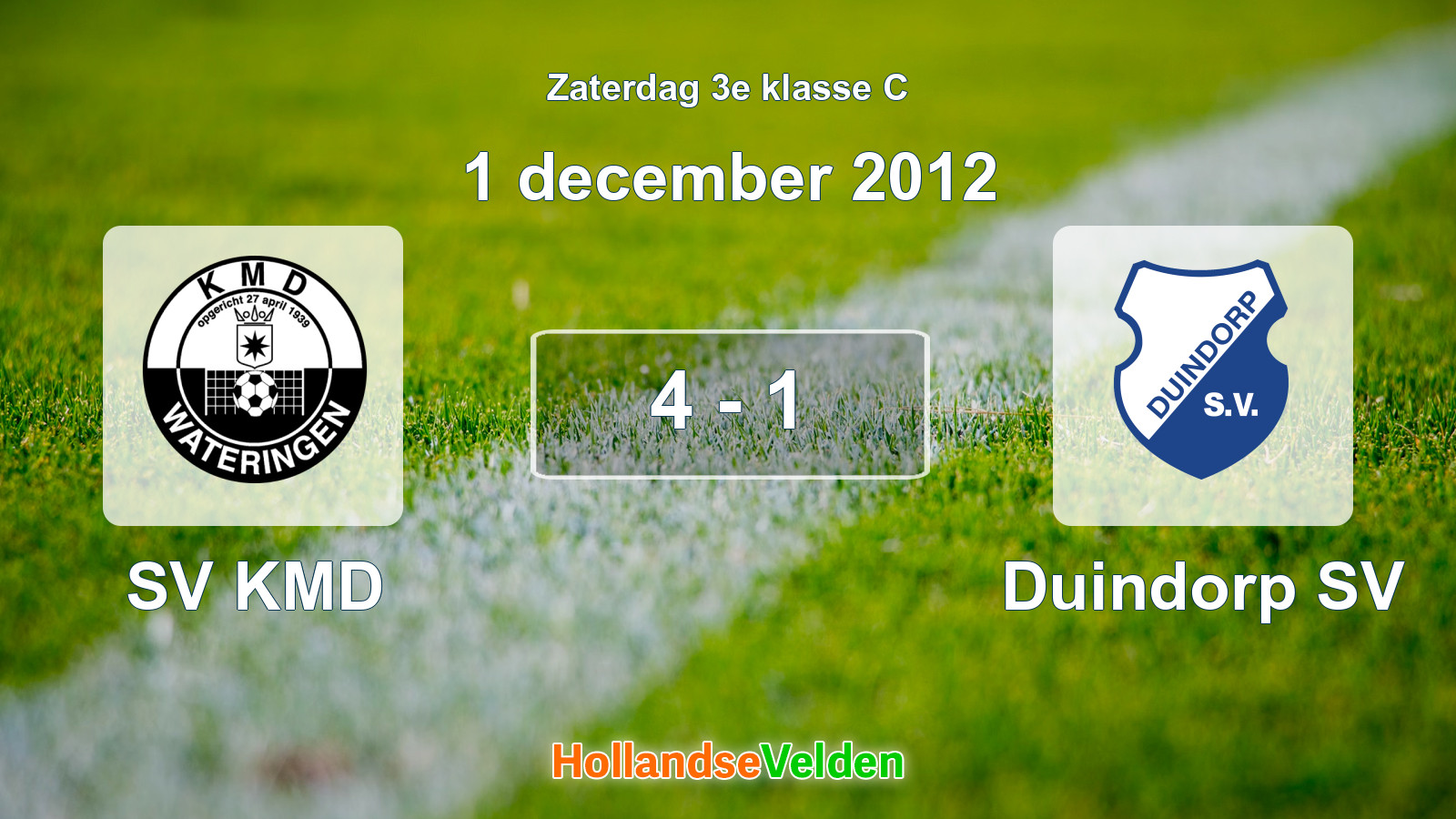 Gespeelde wedstrijd: SV KMD - Duindorp SV 4 - 1 (1 december 2012)