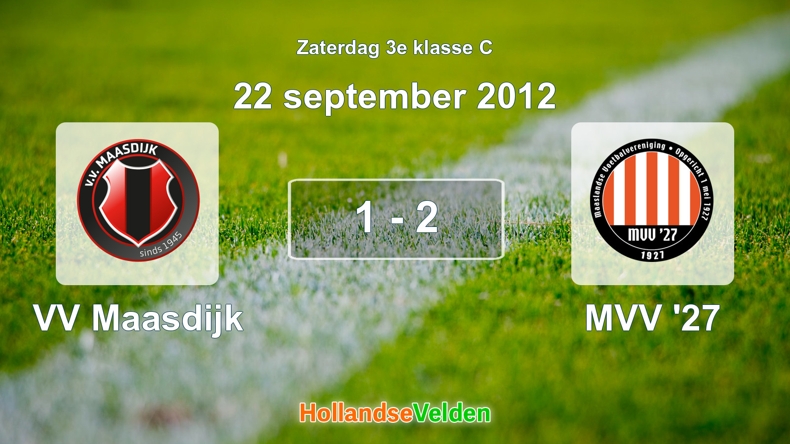 Gespeelde wedstrijd: VV Maasdijk - MVV '27 1 - 2 (22 september 2012)