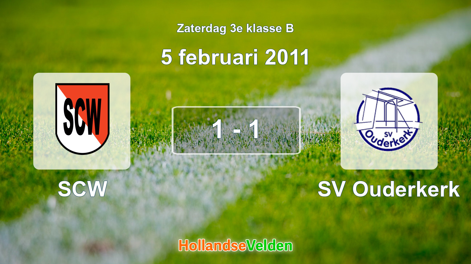 Gespeelde wedstrijd: SCW - SV Ouderkerk 1 - 1 (5 februari 2011)