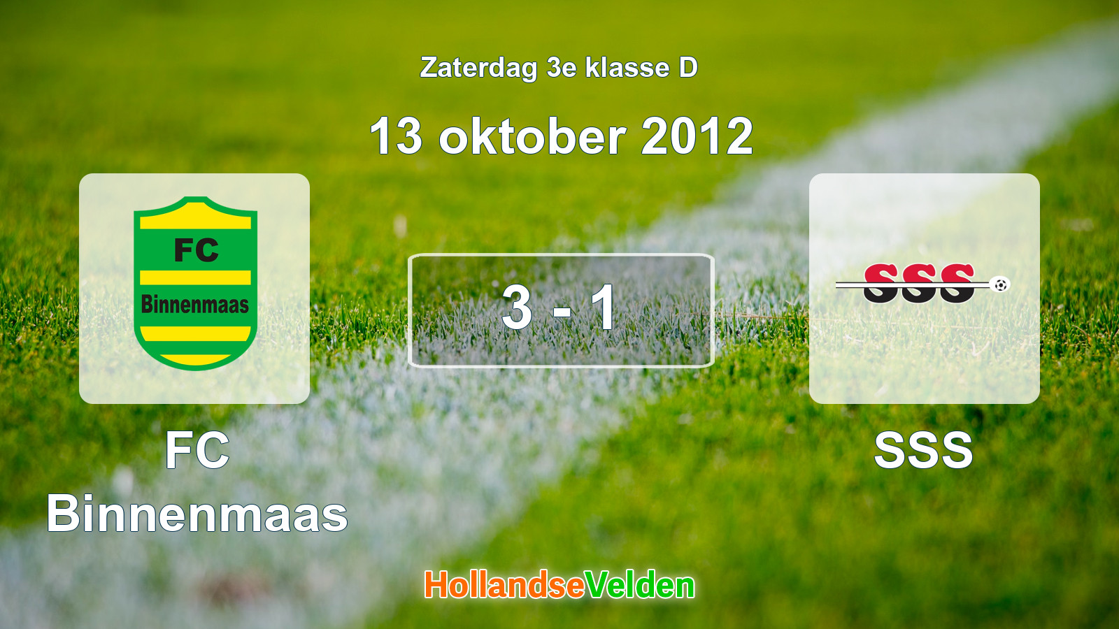 Gespeelde wedstrijd: FC Binnenmaas - SSS 3 - 1 (13 oktober 2012)