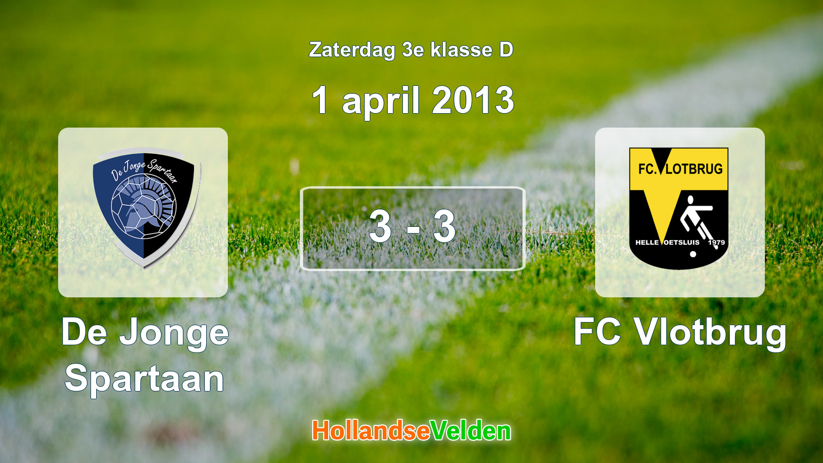 Gespeelde wedstrijd: De Jonge Spartaan - FC Vlotbrug 3 - 3 (1 april 2013)