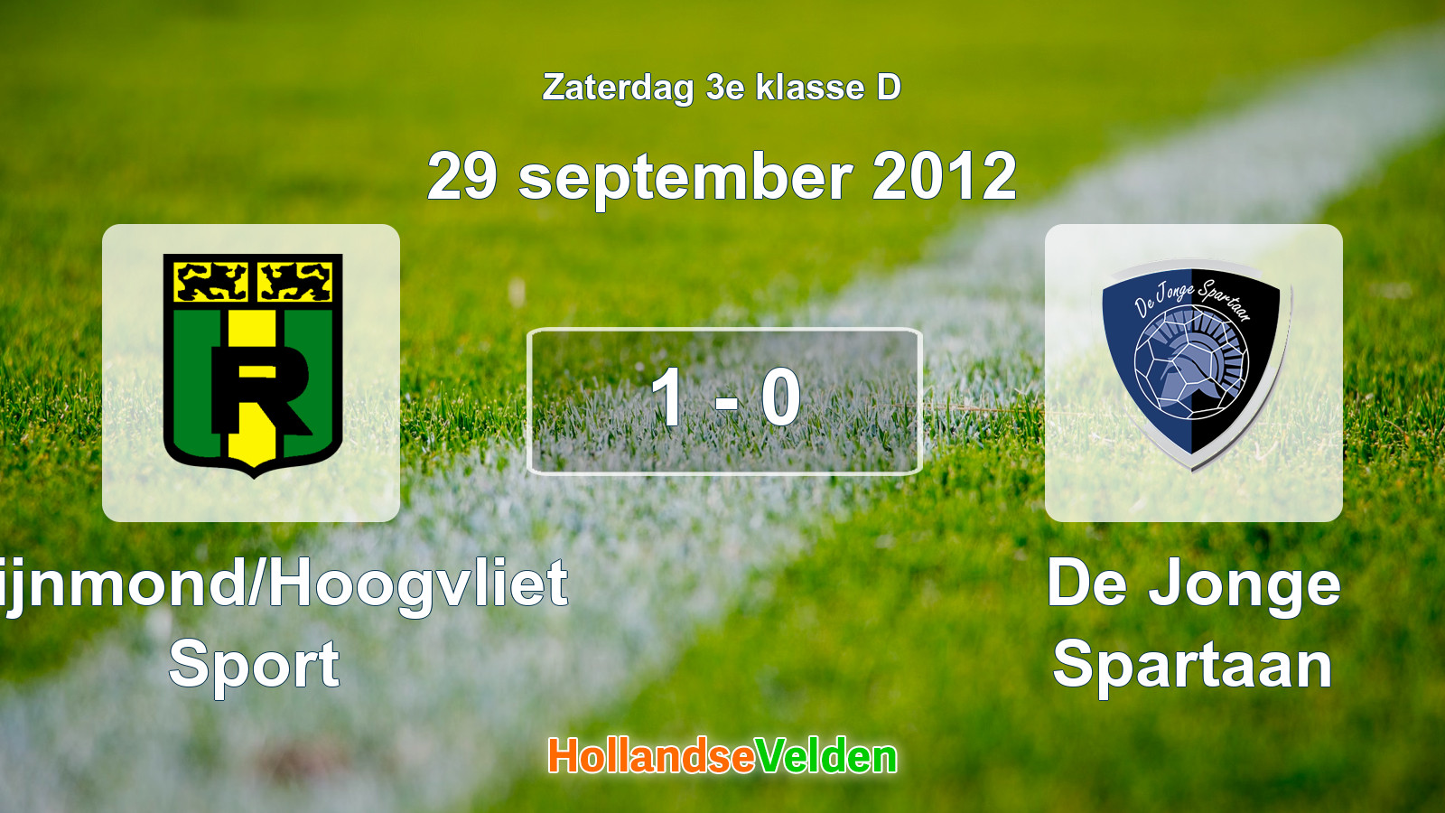 Gespeelde wedstrijd: Rijnmond/Hoogvliet Sport - De Jonge Spartaan 1 - 0 (29 september 2012)