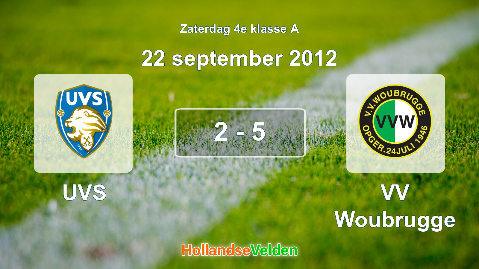 Gespeelde wedstrijd: UVS - VV Woubrugge 2 - 5 (22 september 2012)