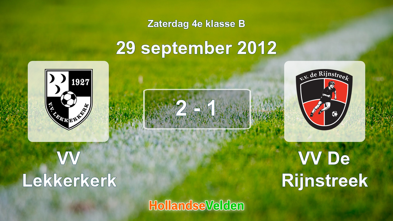 Gespeelde wedstrijd: VV Lekkerkerk - VV De Rijnstreek 2 - 1 (29 september 2012)