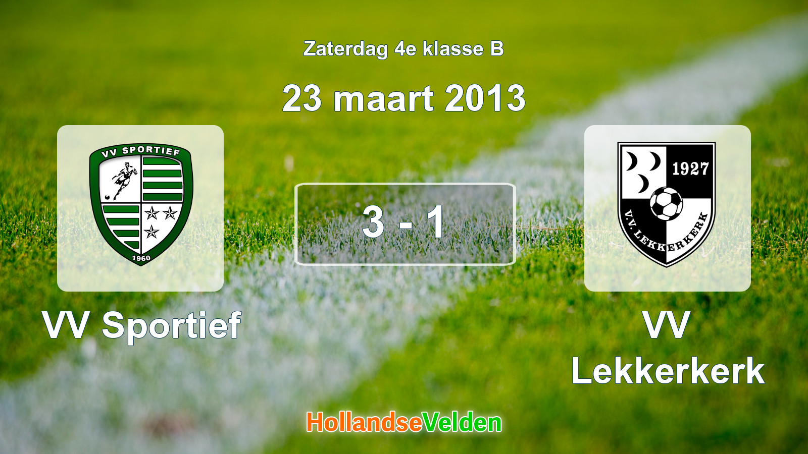 Gespeelde wedstrijd: VV Sportief - VV Lekkerkerk 3 - 1 (23 maart 2013)