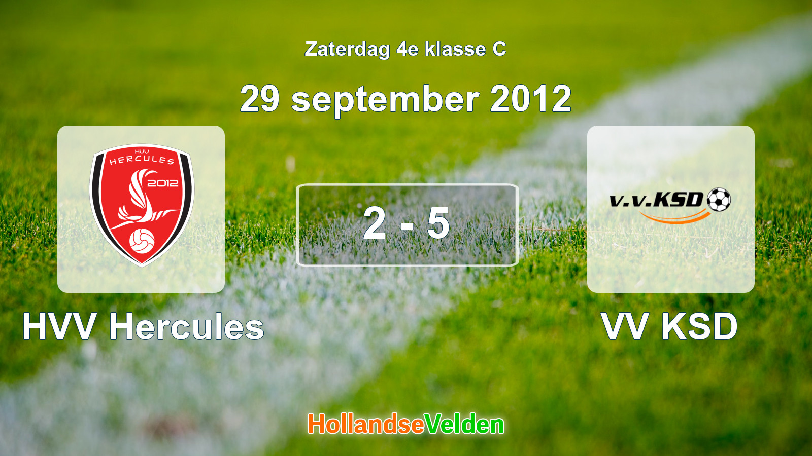 Gespeelde wedstrijd: HVV Hercules - VV KSD 2 - 5 (29 september 2012)