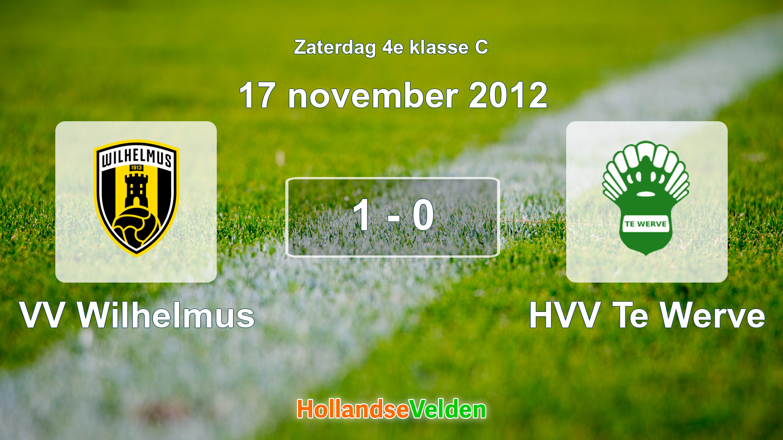 Gespeelde wedstrijd: VV Wilhelmus - HVV Te Werve 1 - 0 (17 november 2012)