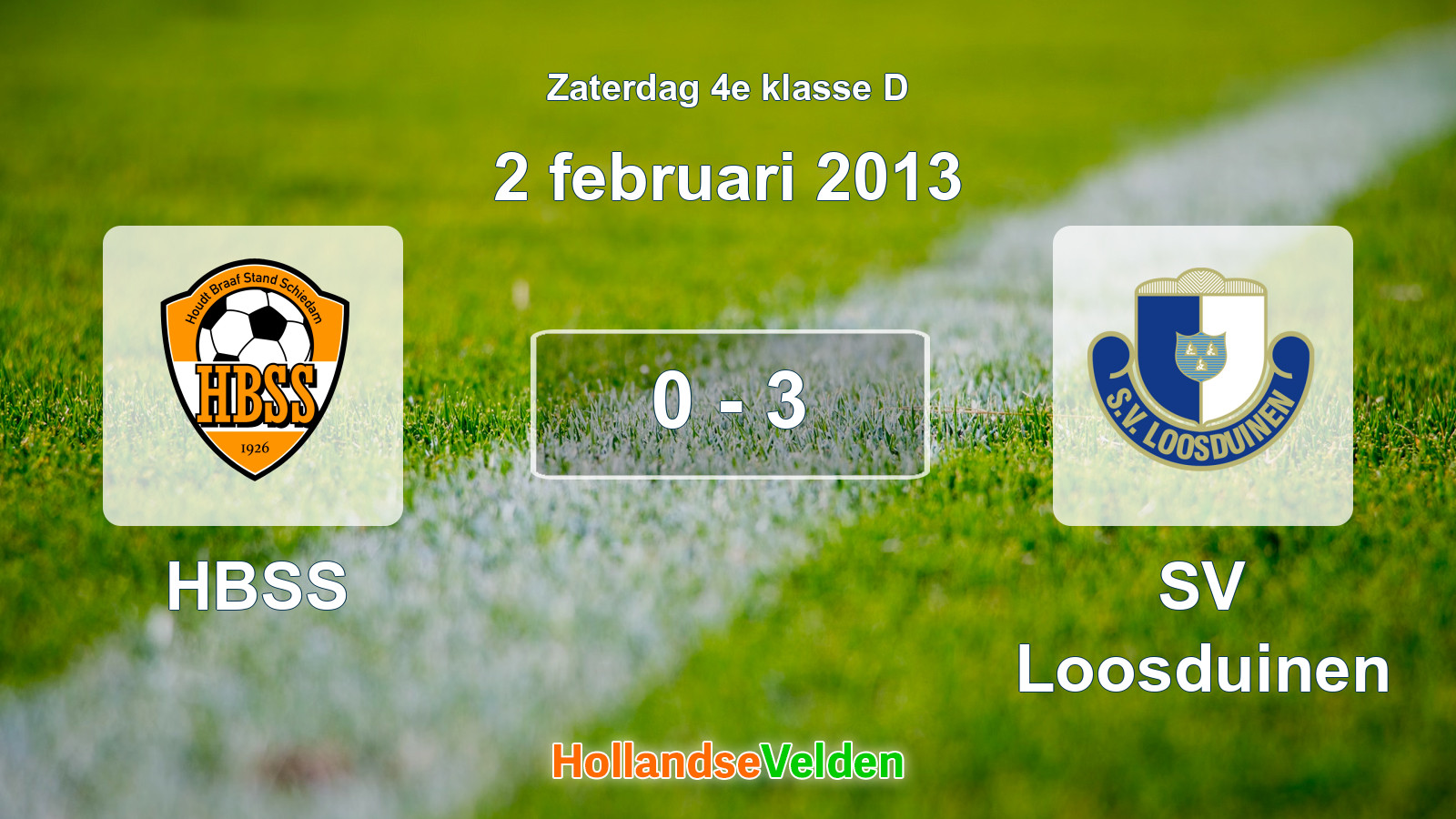 Gespeelde wedstrijd: HBSS - SV Loosduinen 0 - 3 (2 februari 2013)