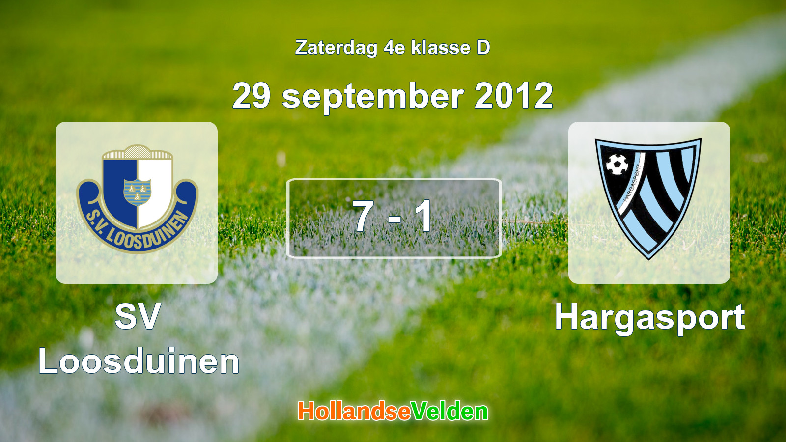 Gespeelde wedstrijd: SV Loosduinen - Hargasport 7 - 1 (29 september 2012)