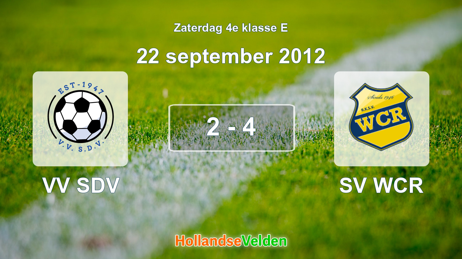 Gespeelde wedstrijd: VV SDV - SV WCR 2 - 4 (22 september 2012)