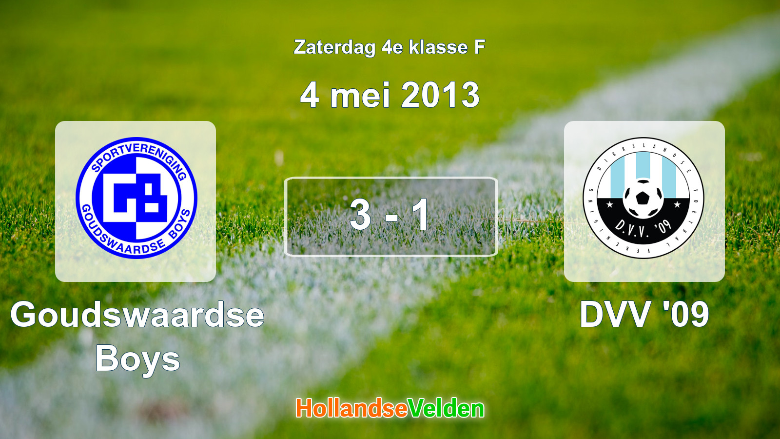Gespeelde wedstrijd: Goudswaardse Boys - DVV '09 3 - 1 (4 mei 2013)