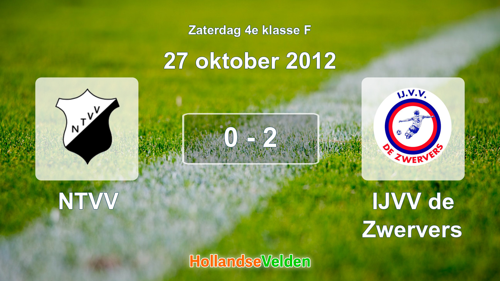Gespeelde wedstrijd: NTVV - IJVV de Zwervers 0 - 2 (27 oktober 2012)