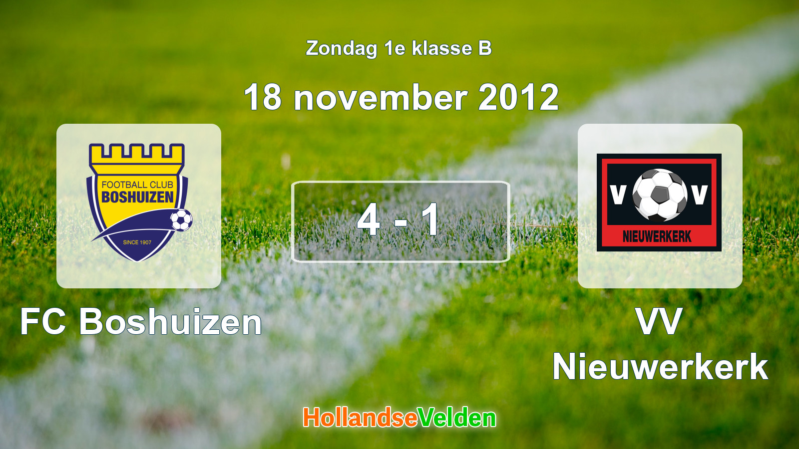 Gespeelde wedstrijd: FC Boshuizen - VV Nieuwerkerk 4 - 1 (18 november 2012)