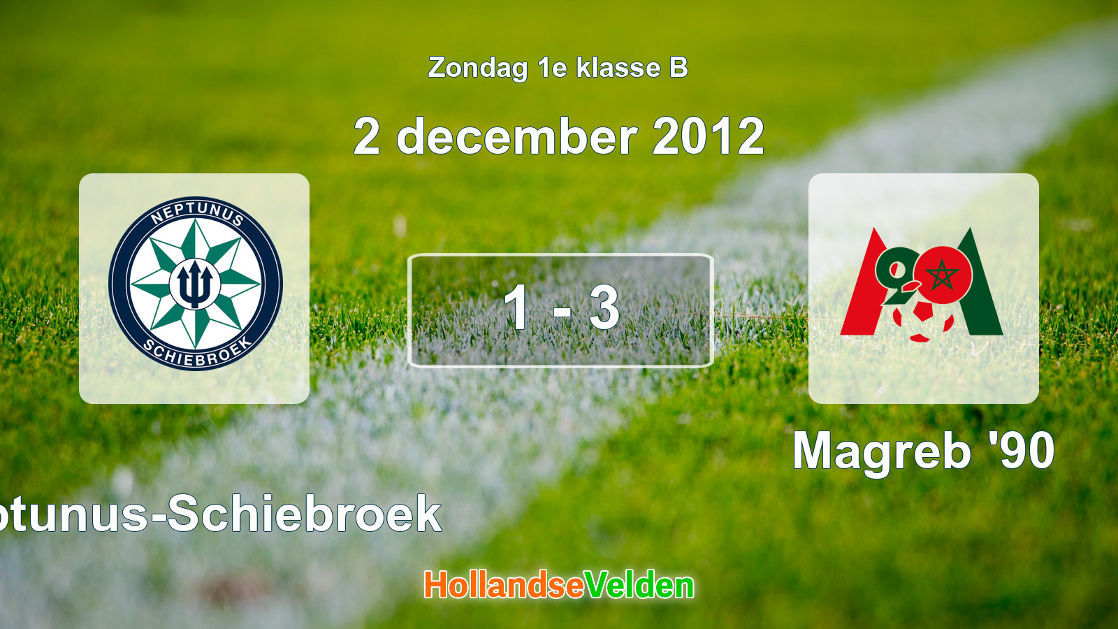 Gespeelde wedstrijd: Neptunus-Schiebroek - Magreb '90 1 - 3 (2 december 2012)