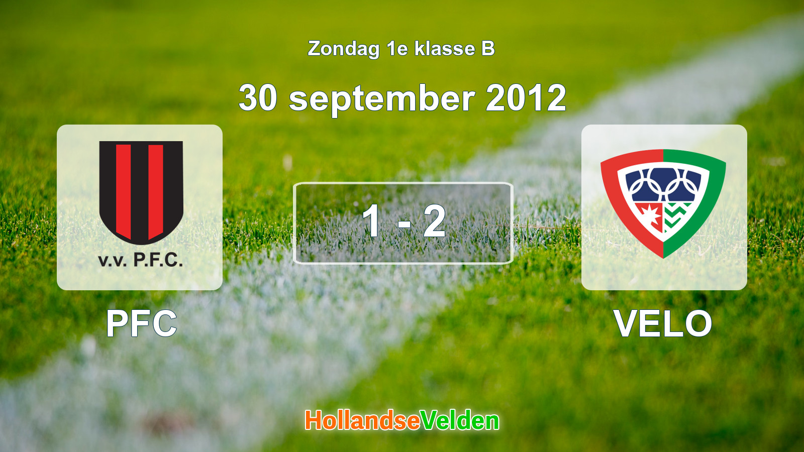 Gespeelde wedstrijd: PFC - VELO 1 - 2 (30 september 2012)