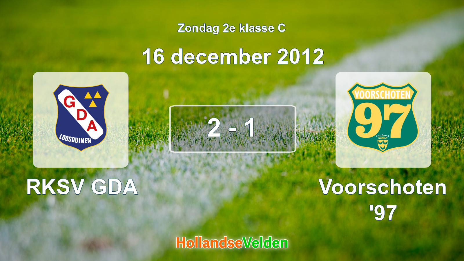 Gespeelde wedstrijd: RKSV GDA - Voorschoten '97 2 - 1 (16 december 2012)