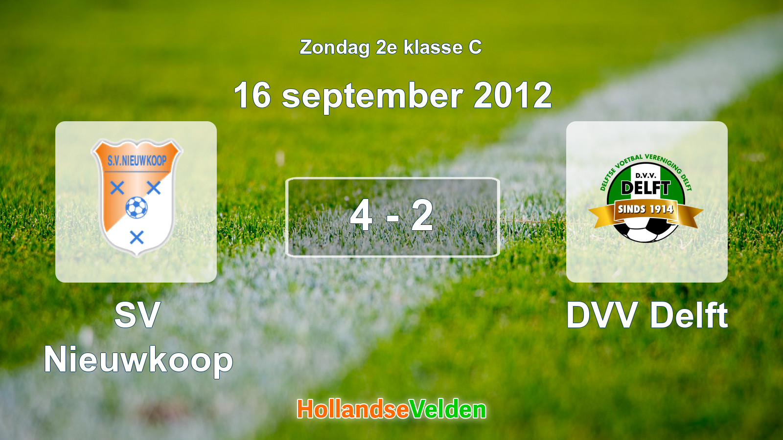 Gespeelde wedstrijd: SV Nieuwkoop - DVV Delft 4 - 2 (16 september 2012)