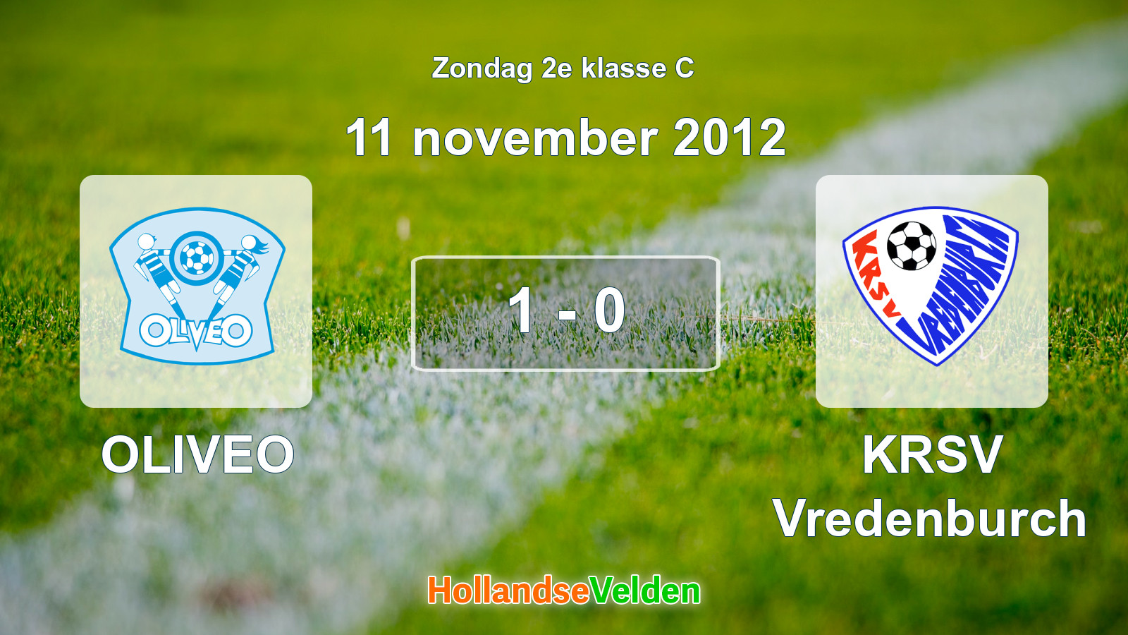 Gespeelde wedstrijd: OLIVEO - KRSV Vredenburch 1 - 0 (11 november 2012)