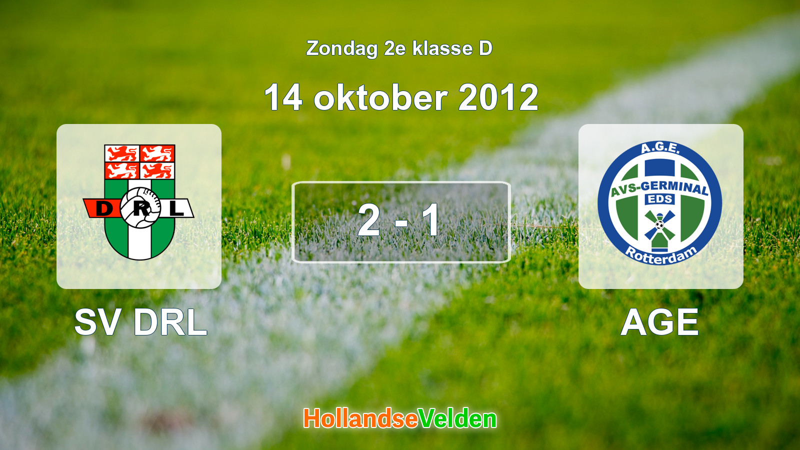 Gespeelde wedstrijd: SV DRL - AGE 2 - 1 (14 oktober 2012)