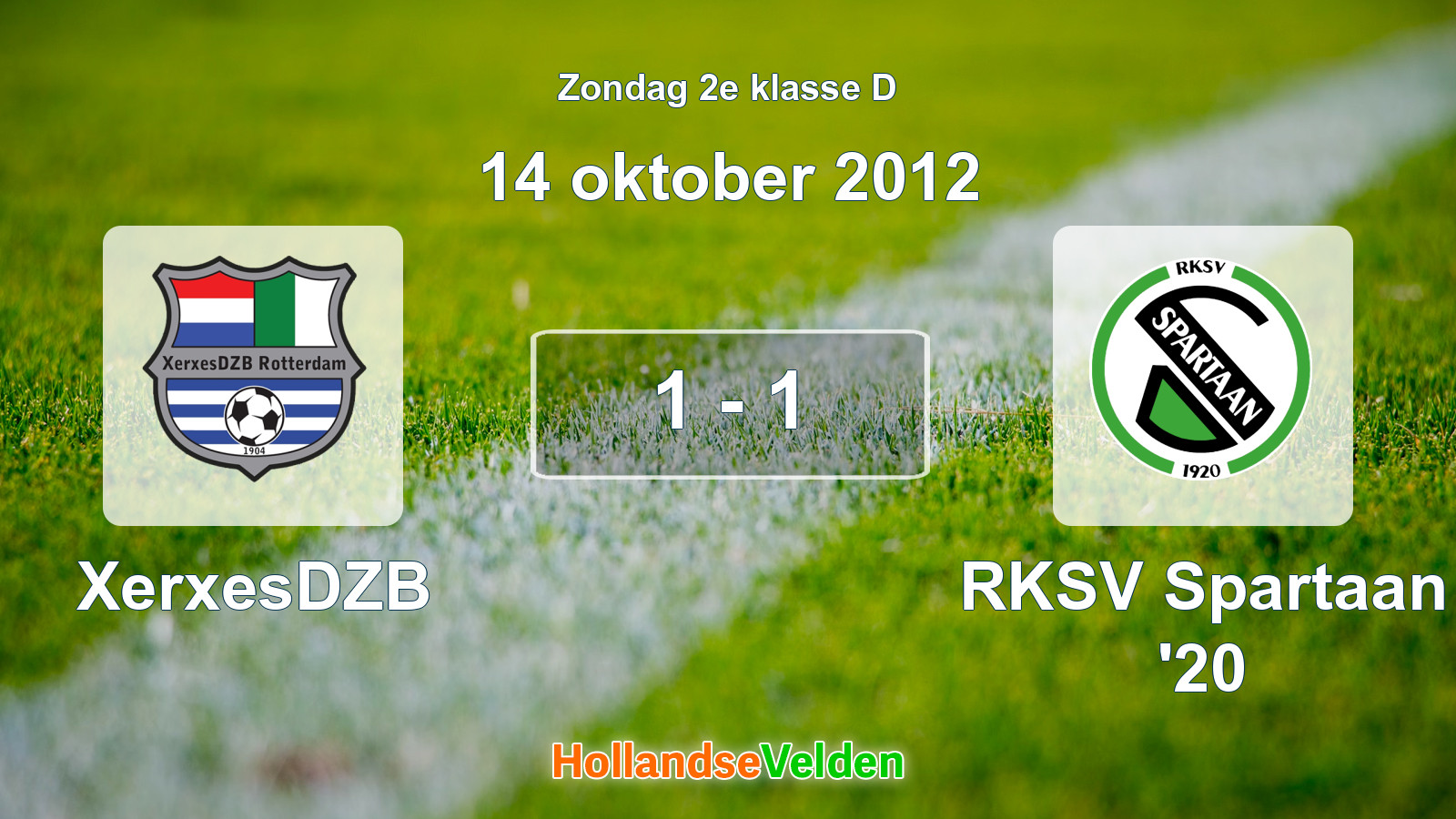 Gespeelde wedstrijd: XerxesDZB - RKSV Spartaan '20 1 - 1 (14 oktober 2012)