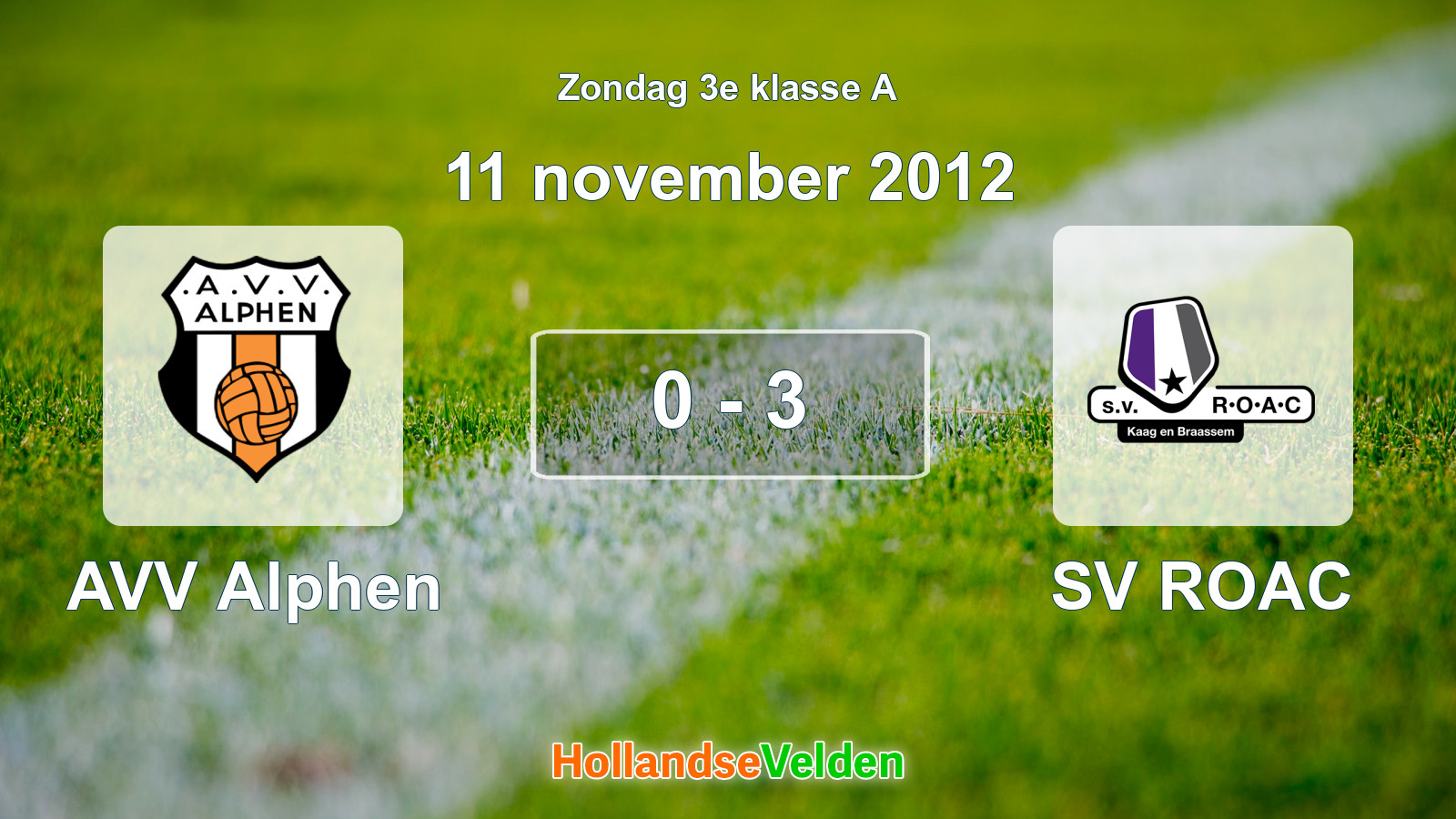 Gespeelde wedstrijd: AVV Alphen - SV ROAC 0 - 3 (11 november 2012)