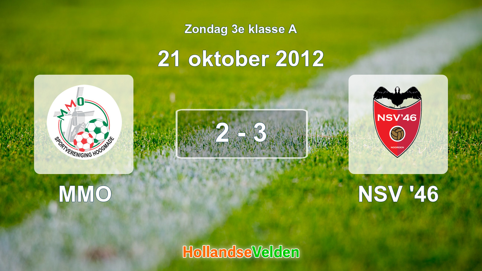 Gespeelde wedstrijd: MMO - NSV '46 2 - 3 (21 oktober 2012)