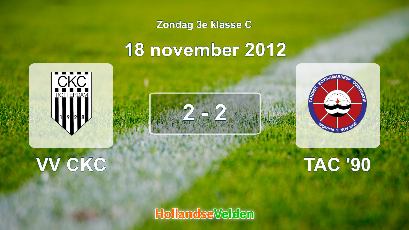 Gespeelde wedstrijd: VV CKC - TAC '90 2 - 2 (18 november 2012)