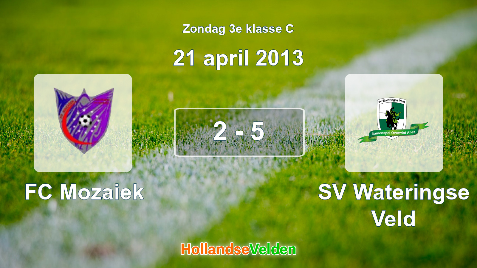 Gespeelde wedstrijd: FC Mozaiek - SV Wateringse Veld 2 - 5 (21 april 2013)