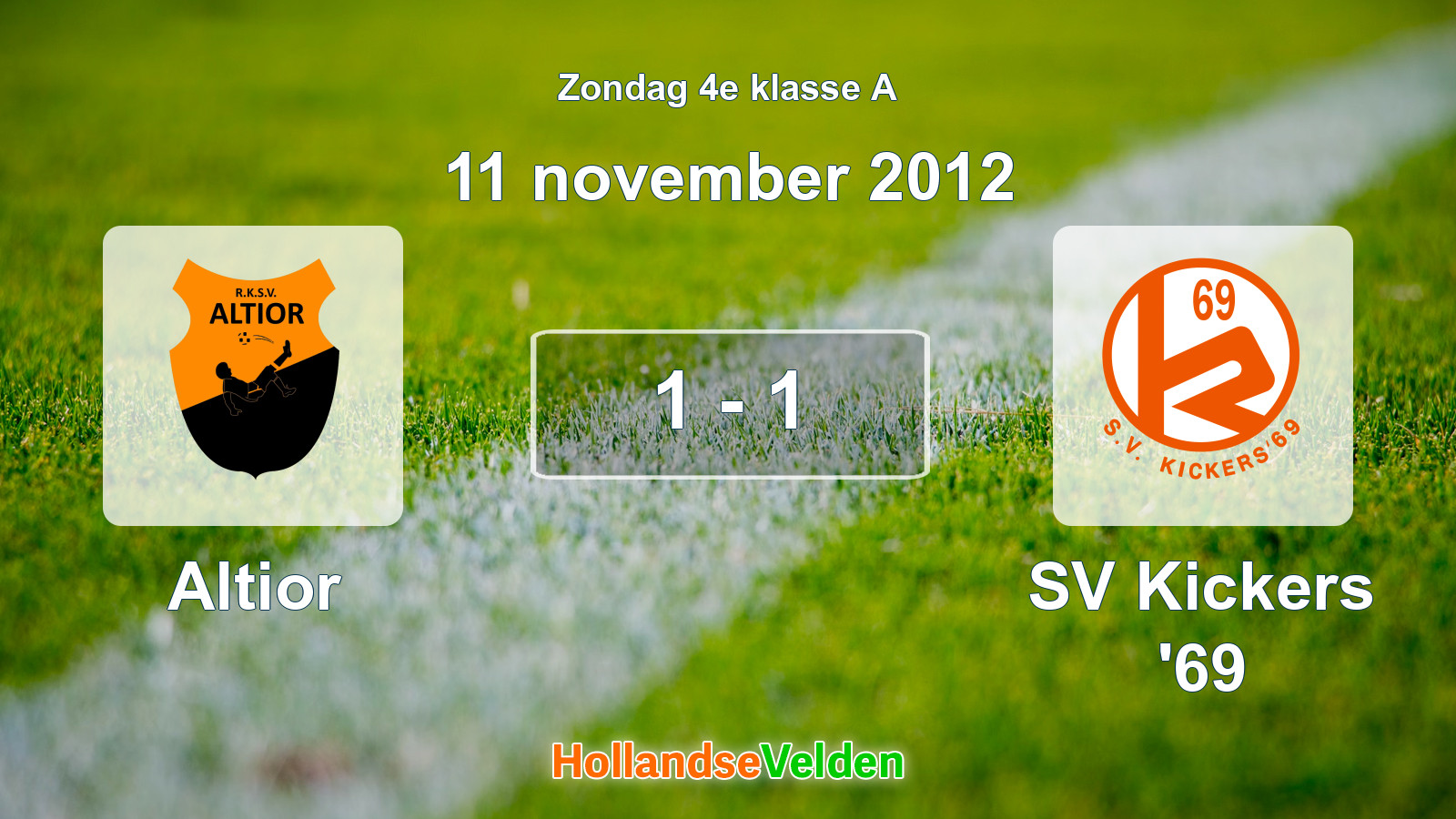 Gespeelde wedstrijd: Altior - SV Kickers '69 1 - 1 (11 november 2012)