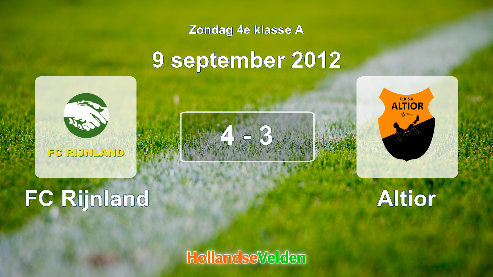 Gespeelde wedstrijd: FC Rijnland - Altior 4 - 3 (9 september 2012)