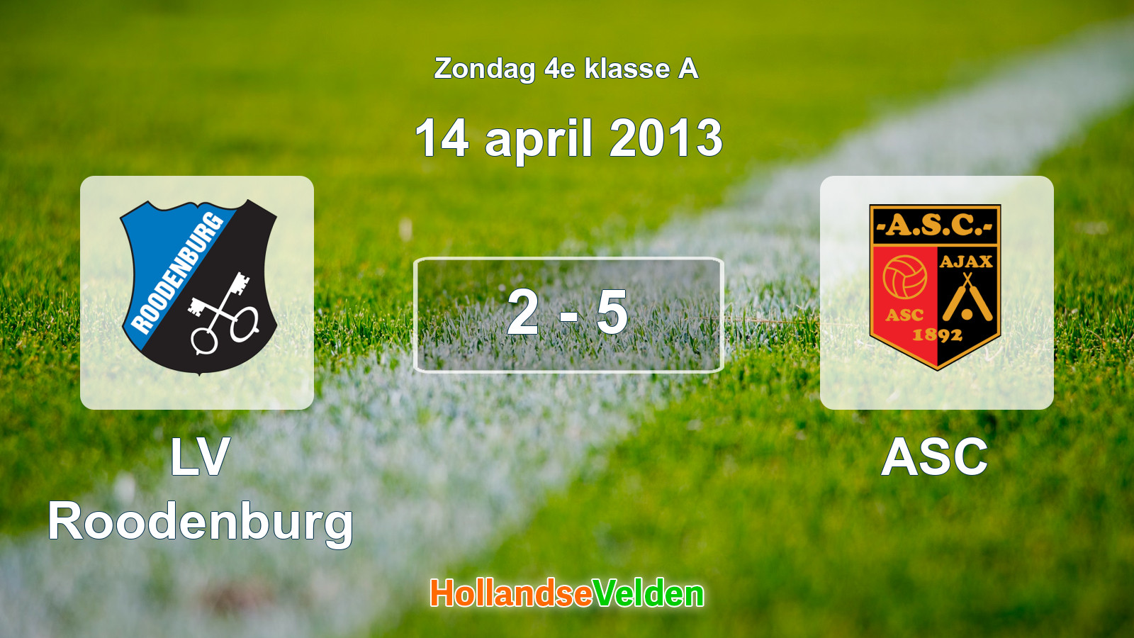 Gespeelde wedstrijd: LV Roodenburg - ASC 2 - 5 (14 april 2013)