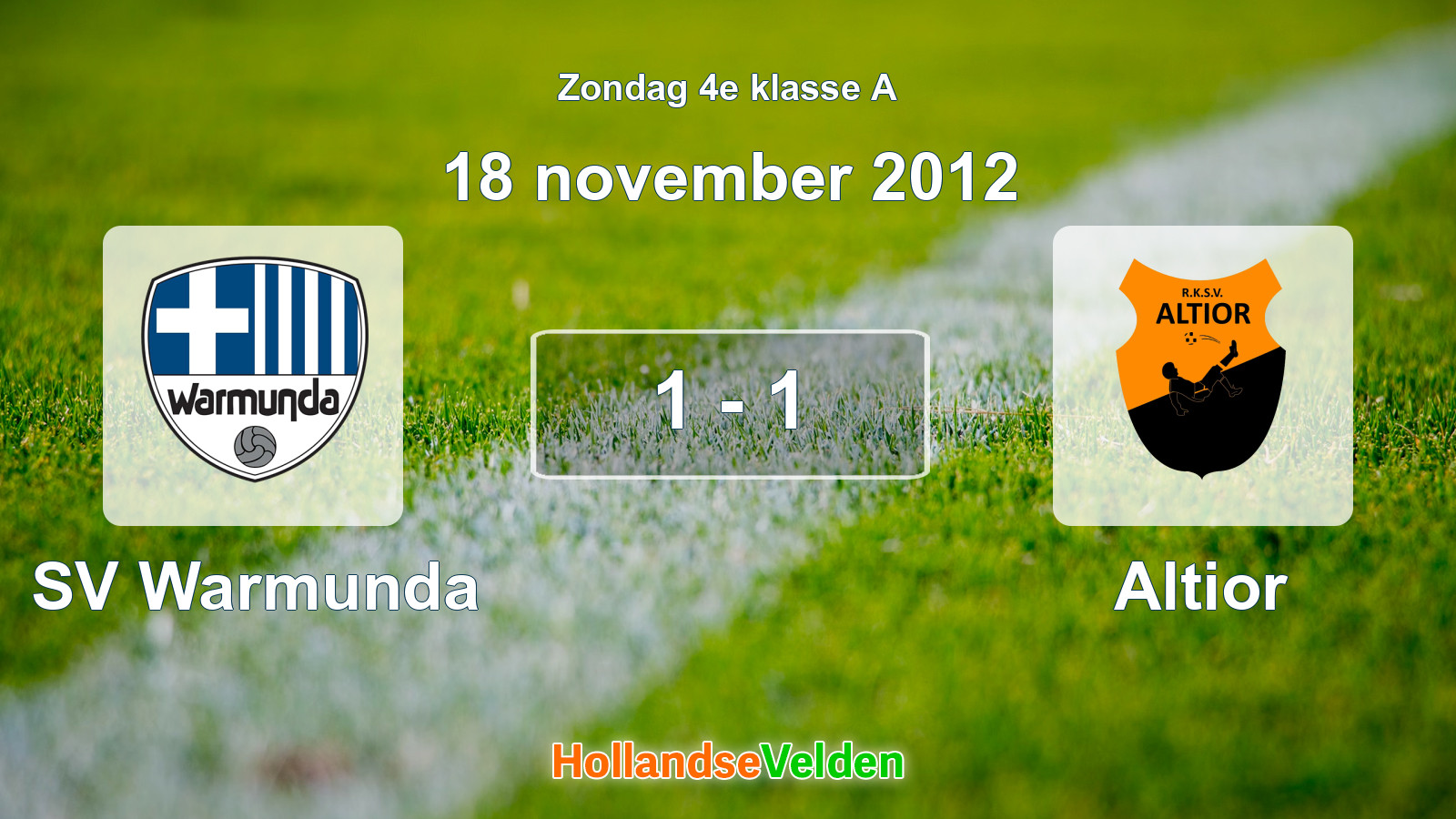 Gespeelde wedstrijd: SV Warmunda - Altior 1 - 1 (18 november 2012)