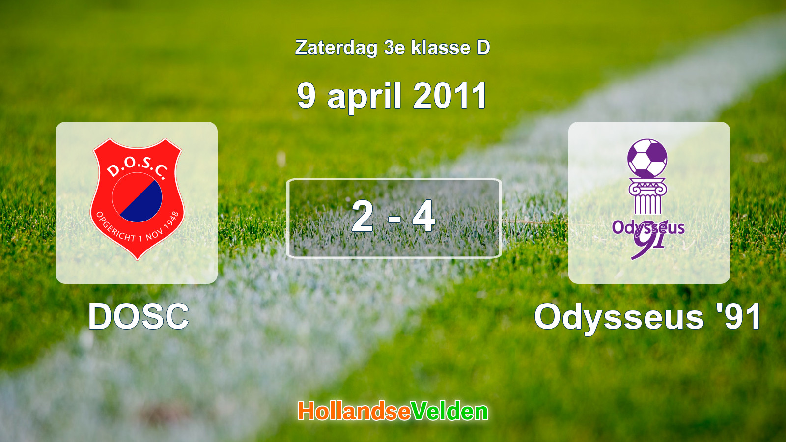 Gespeelde wedstrijd: DOSC - Odysseus '91 2 - 4 (9 april 2011)