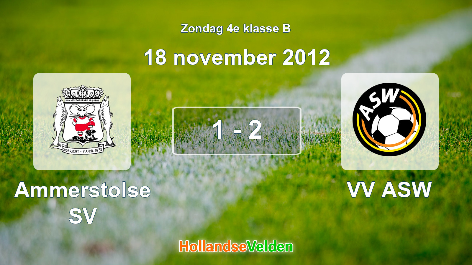 Gespeelde wedstrijd: Ammerstolse SV - VV ASW 1 - 2 (18 november 2012)