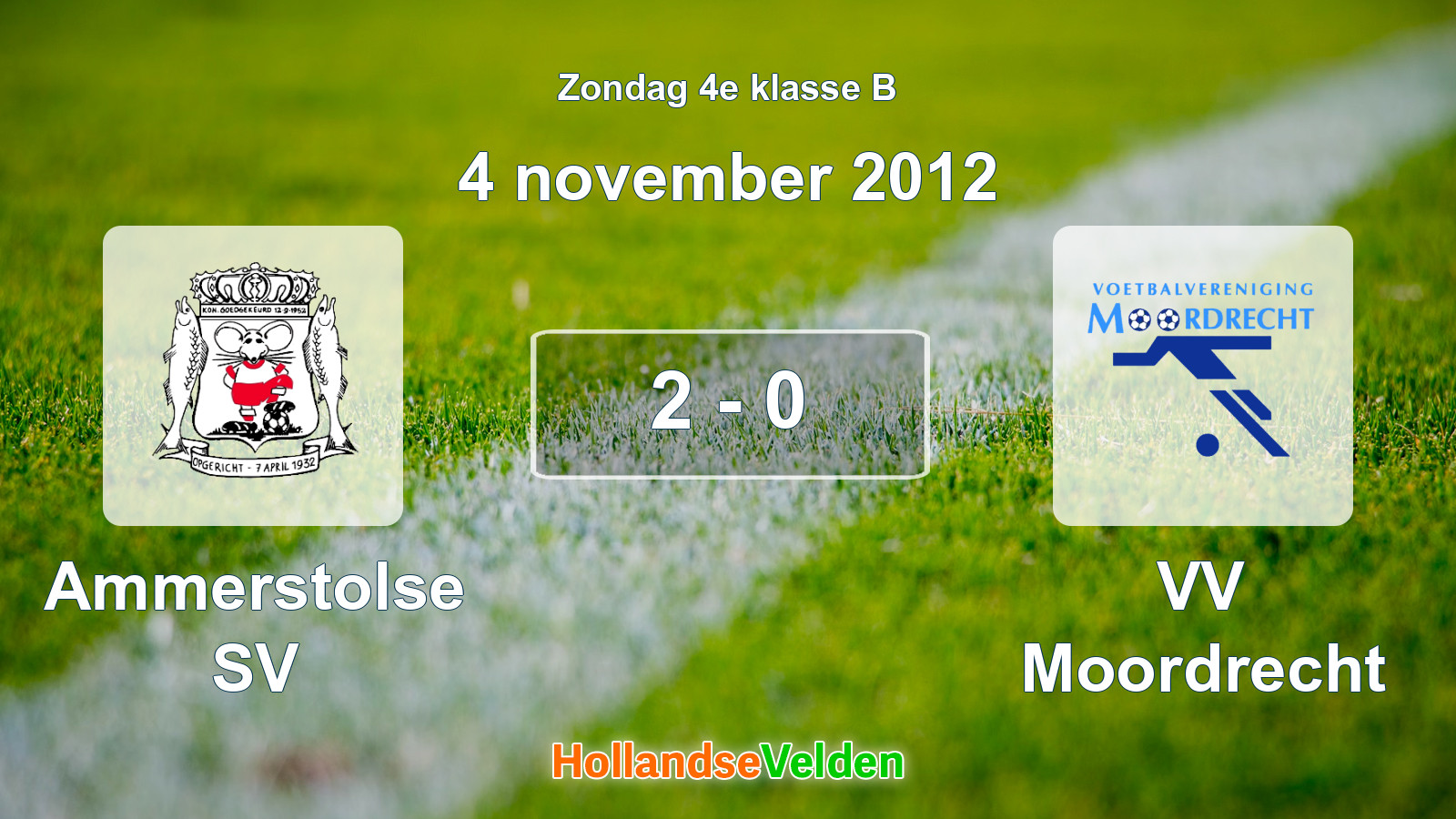 Gespeelde wedstrijd: Ammerstolse SV - VV Moordrecht 2 - 0 (4 november 2012)