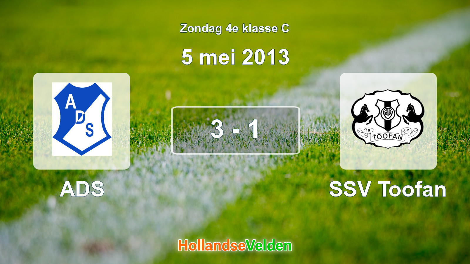 Gespeelde wedstrijd: ADS - SSV Toofan 3 - 1 (5 mei 2013)