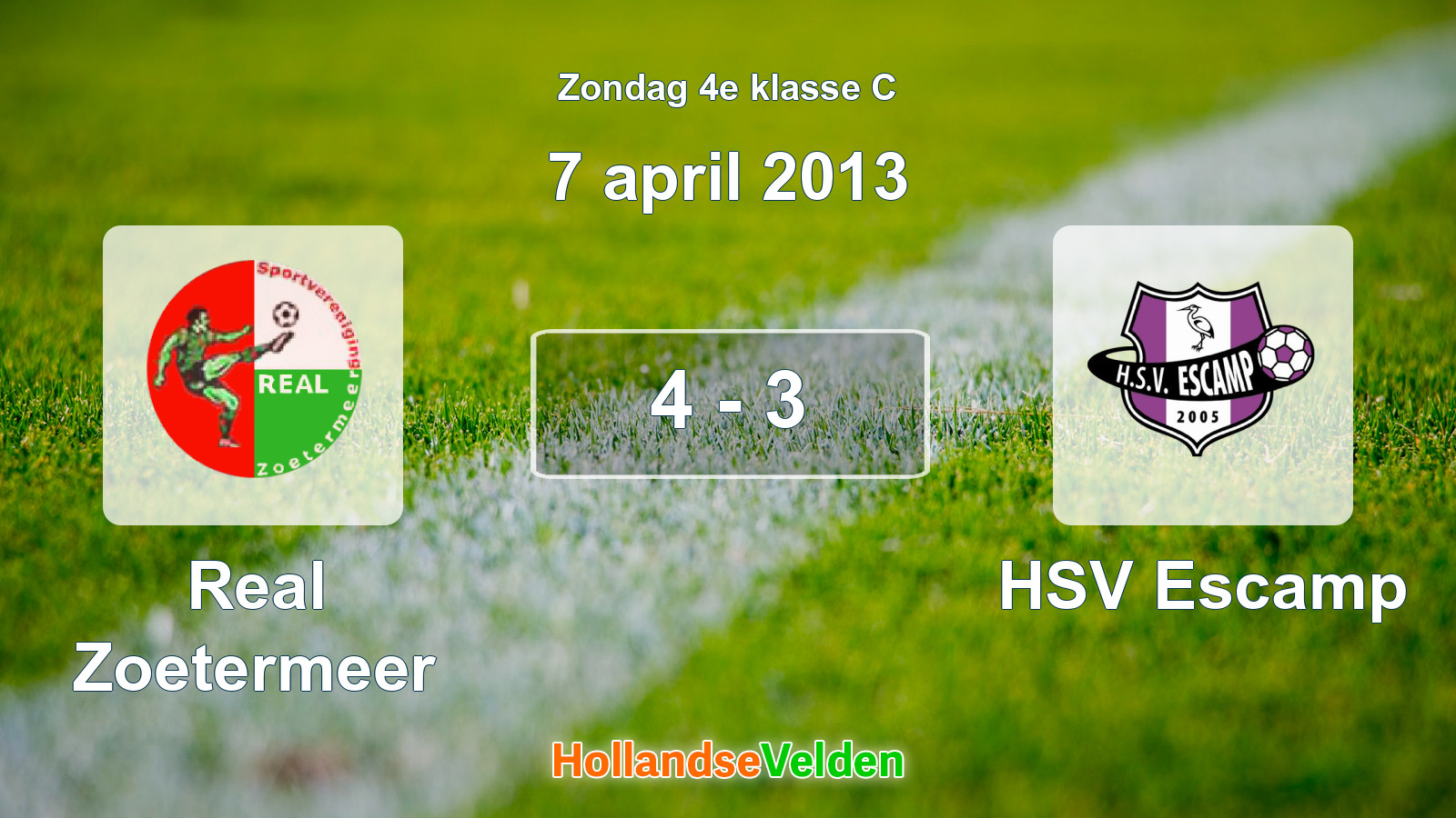 Gespeelde wedstrijd: Real Zoetermeer - HSV Escamp 4 - 3 (7 april 2013)