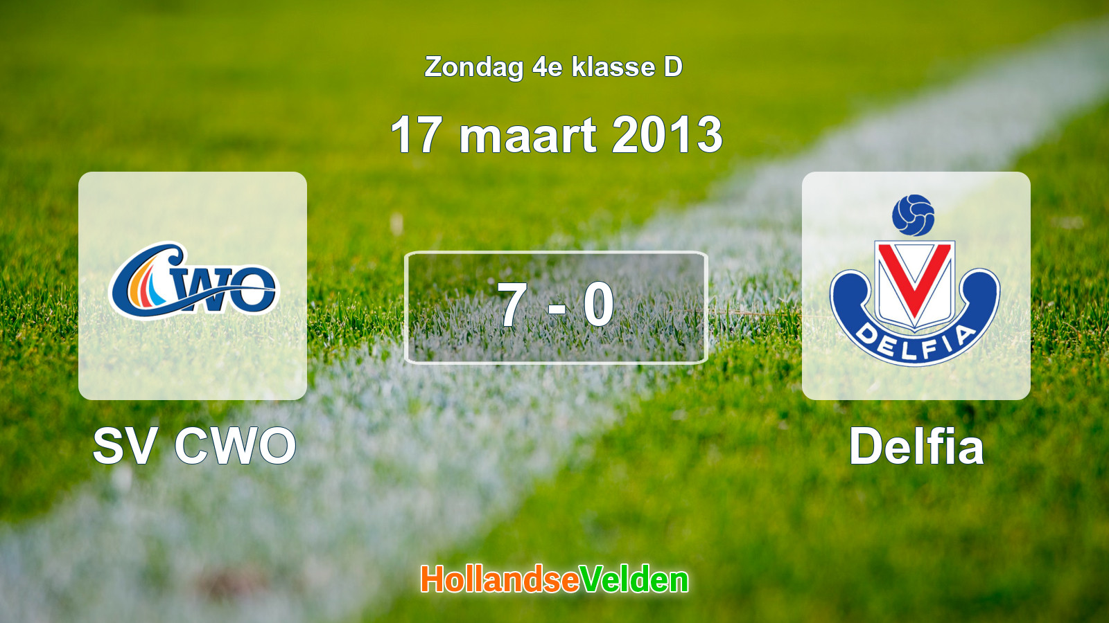 Gespeelde wedstrijd: SV CWO - Delfia 7 - 0 (17 maart 2013)