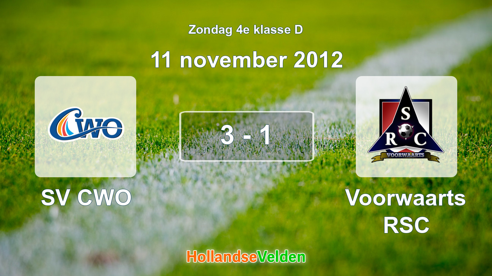 Gespeelde wedstrijd: SV CWO - Voorwaarts RSC 3 - 1 (11 november 2012)