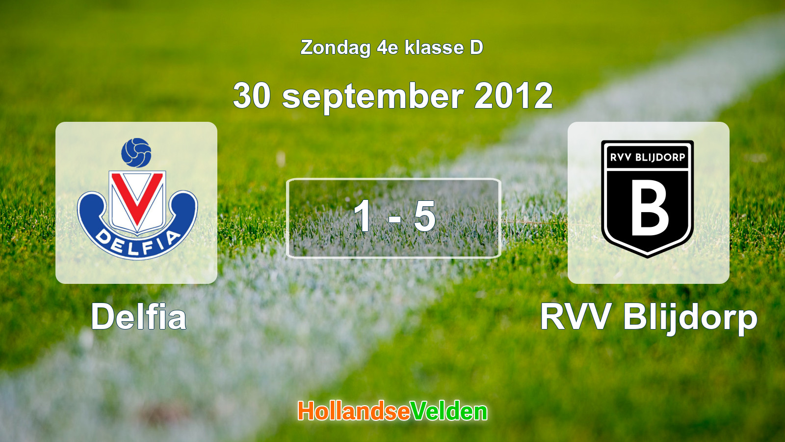Gespeelde wedstrijd: Delfia - RVV Blijdorp 1 - 5 (30 september 2012)