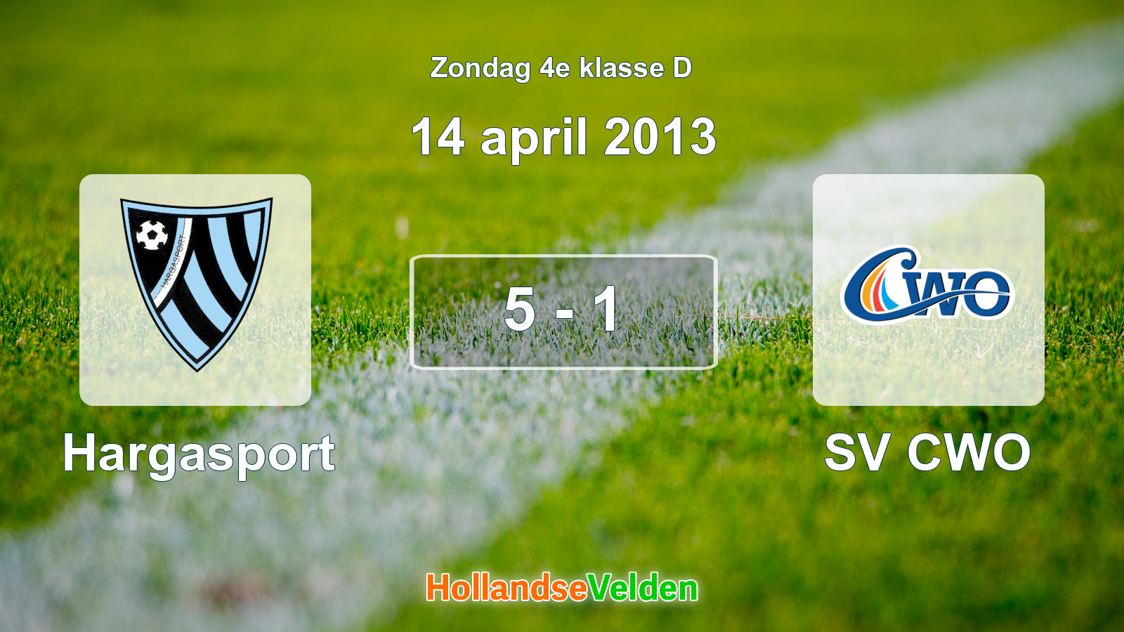 Gespeelde wedstrijd: Hargasport - SV CWO 5 - 1 (14 april 2013)