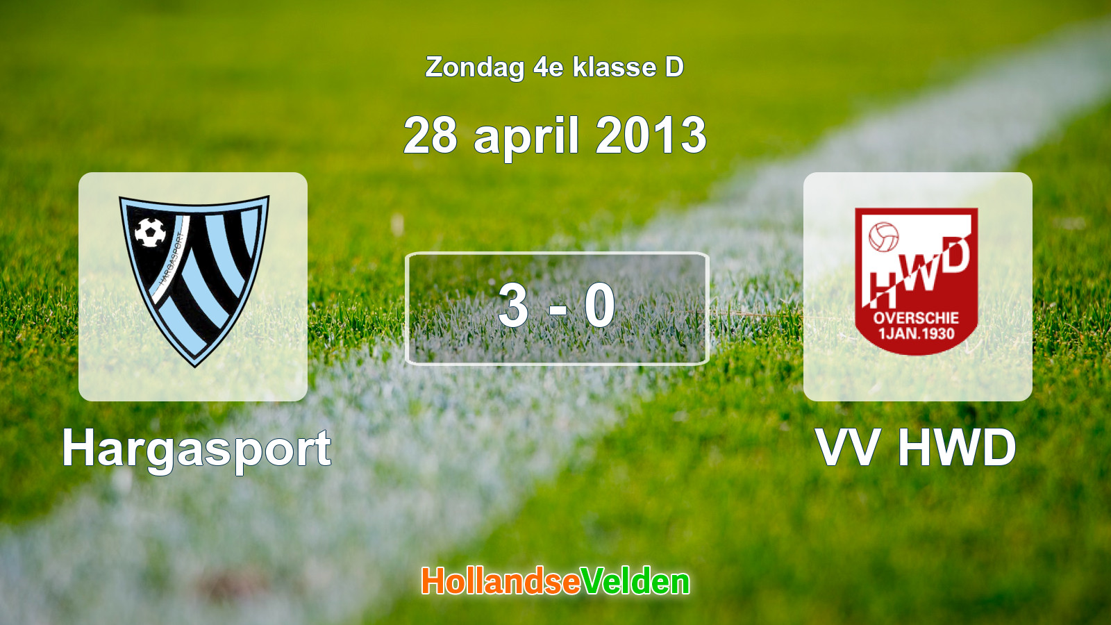 Gespeelde wedstrijd: Hargasport - VV HWD 3 - 0 (28 april 2013)