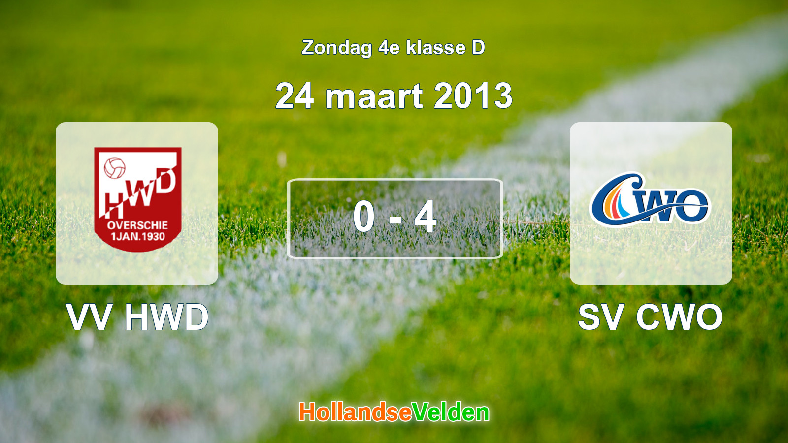 Gespeelde wedstrijd: VV HWD - SV CWO 0 - 4 (24 maart 2013)