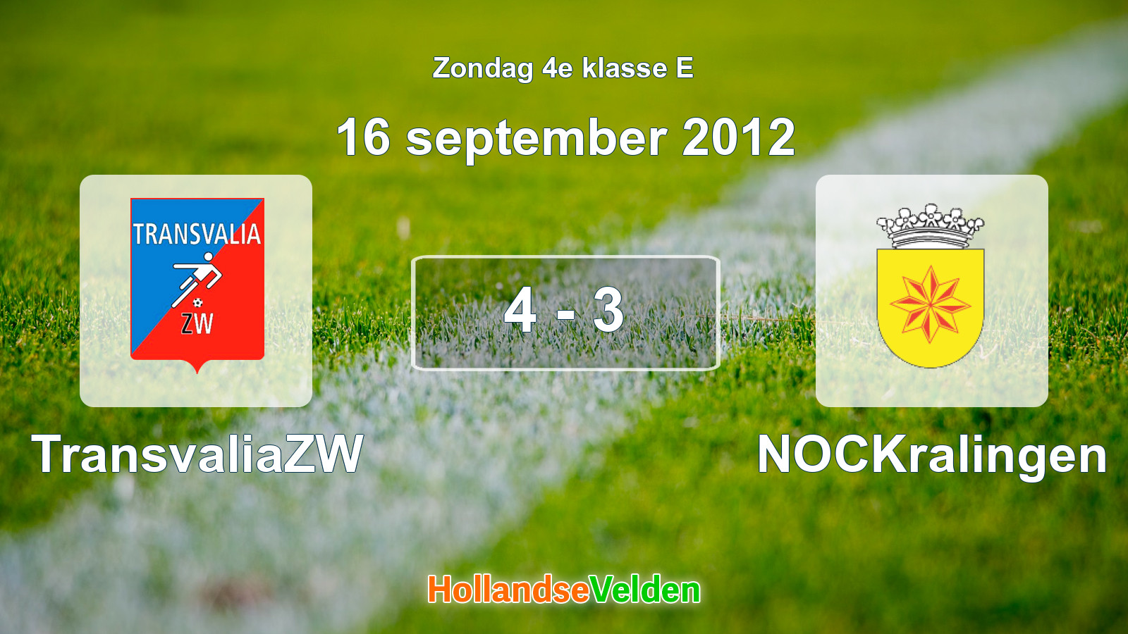 Gespeelde wedstrijd: TransvaliaZW - NOCKralingen 4 - 3 (16 september 2012)