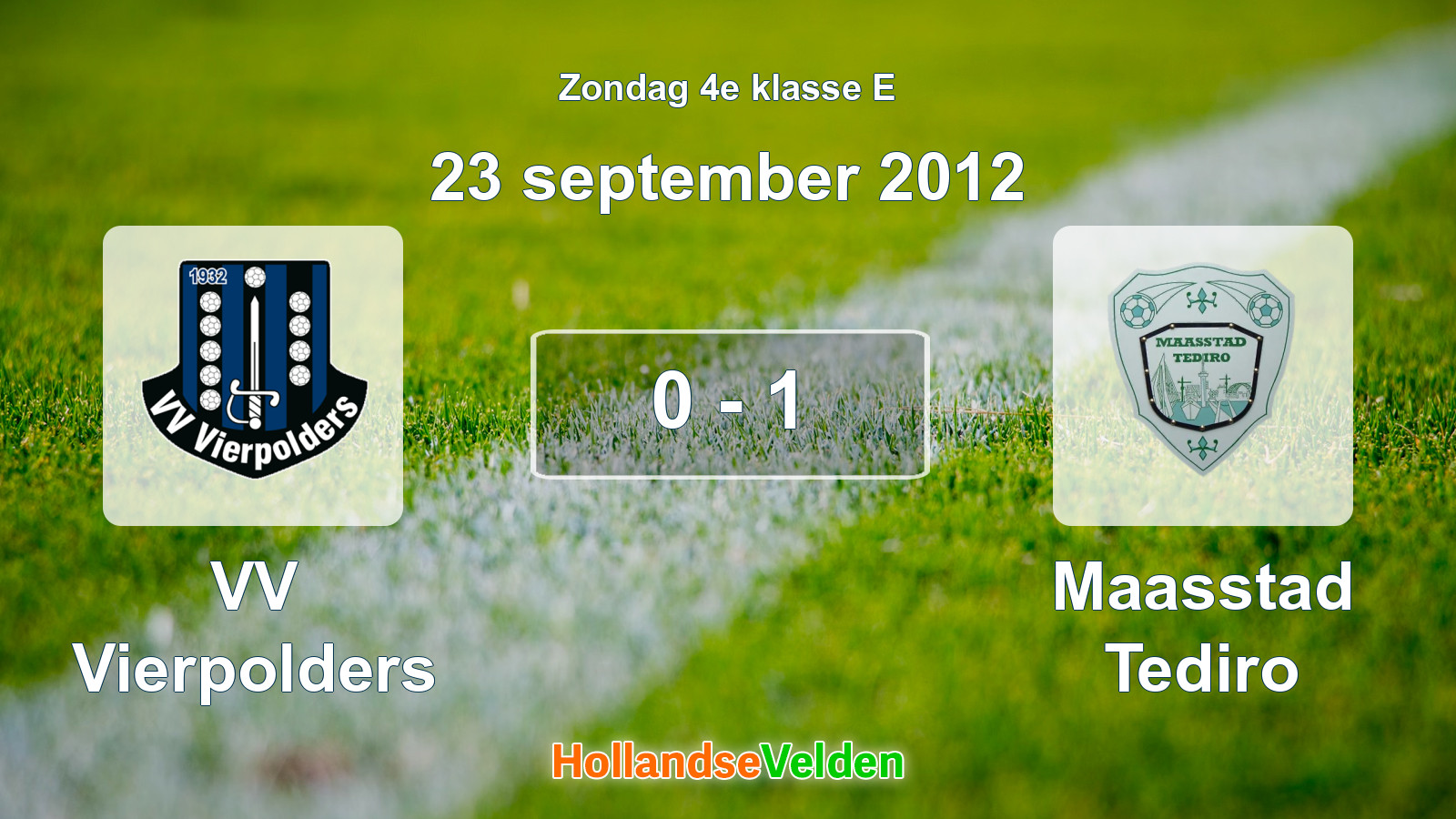 Gespeelde wedstrijd: VV Vierpolders - Maasstad Tediro 0 - 1 (23 september 2012)