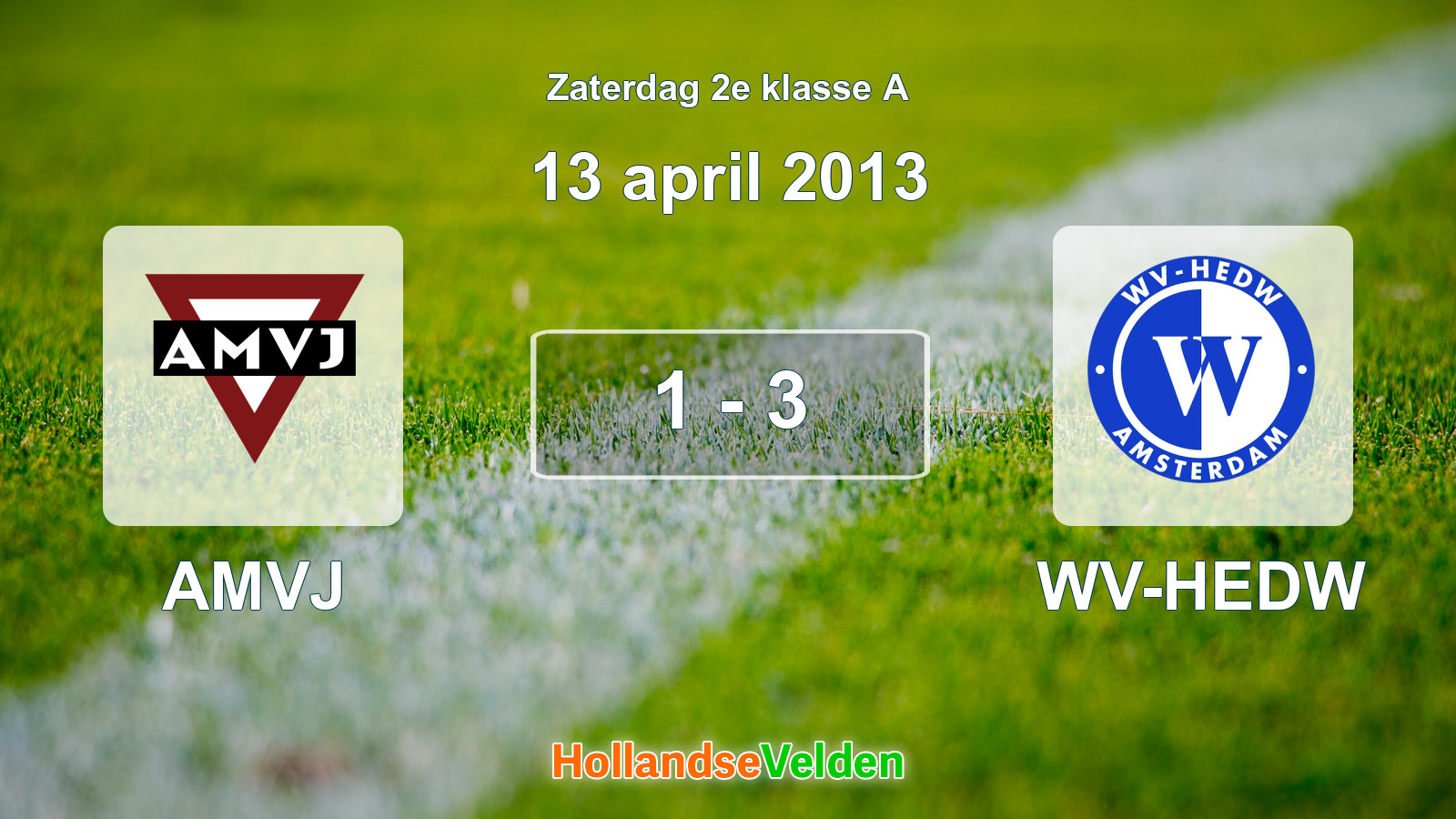 Gespeelde wedstrijd: AMVJ - WV-HEDW 1 - 3 (13 april 2013)