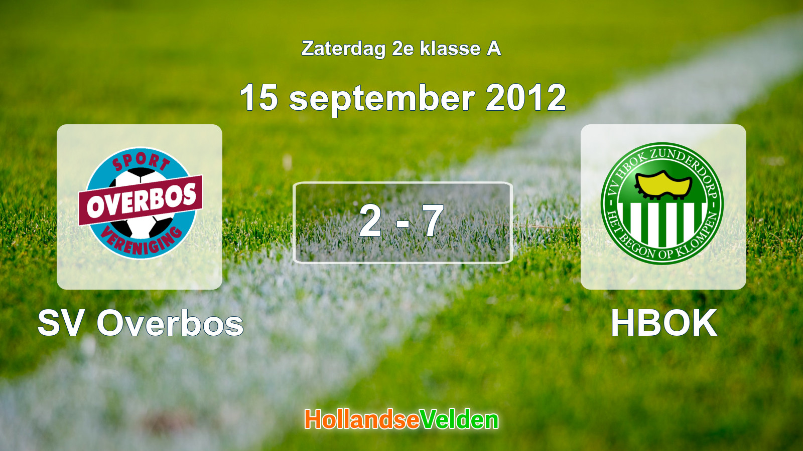 Gespeelde wedstrijd: SV Overbos - HBOK 2 - 7 (15 september 2012)