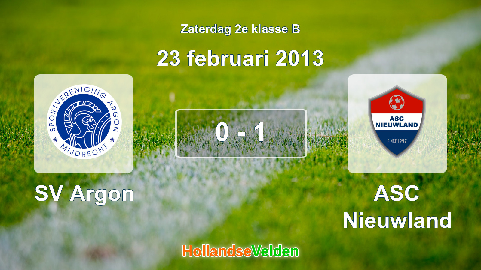 Gespeelde wedstrijd: SV Argon - ASC Nieuwland 0 - 1 (23 februari 2013)