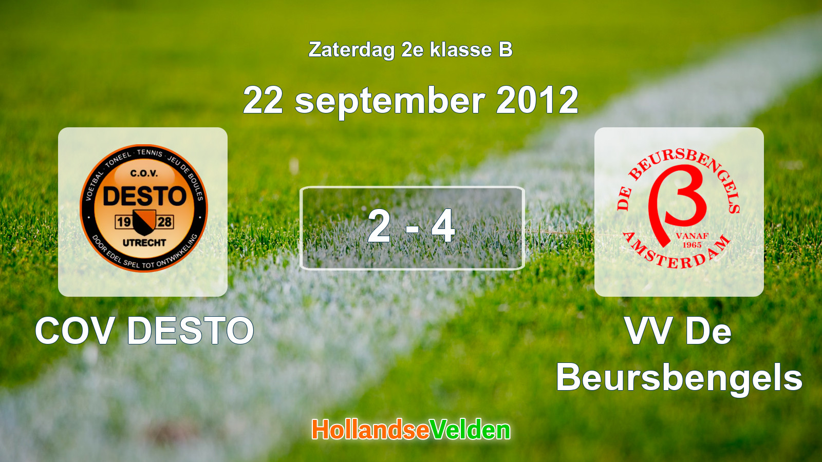 Gespeelde wedstrijd: COV DESTO - VV De Beursbengels 2 - 4 (22 september 2012)